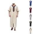 thumbnail image 1 of Thobe for Men Short Sleeve Loose Fit Mens Kaftan Thobe Islam Middle East Kaftan Dresses Dubai Clothes, 1 of 4