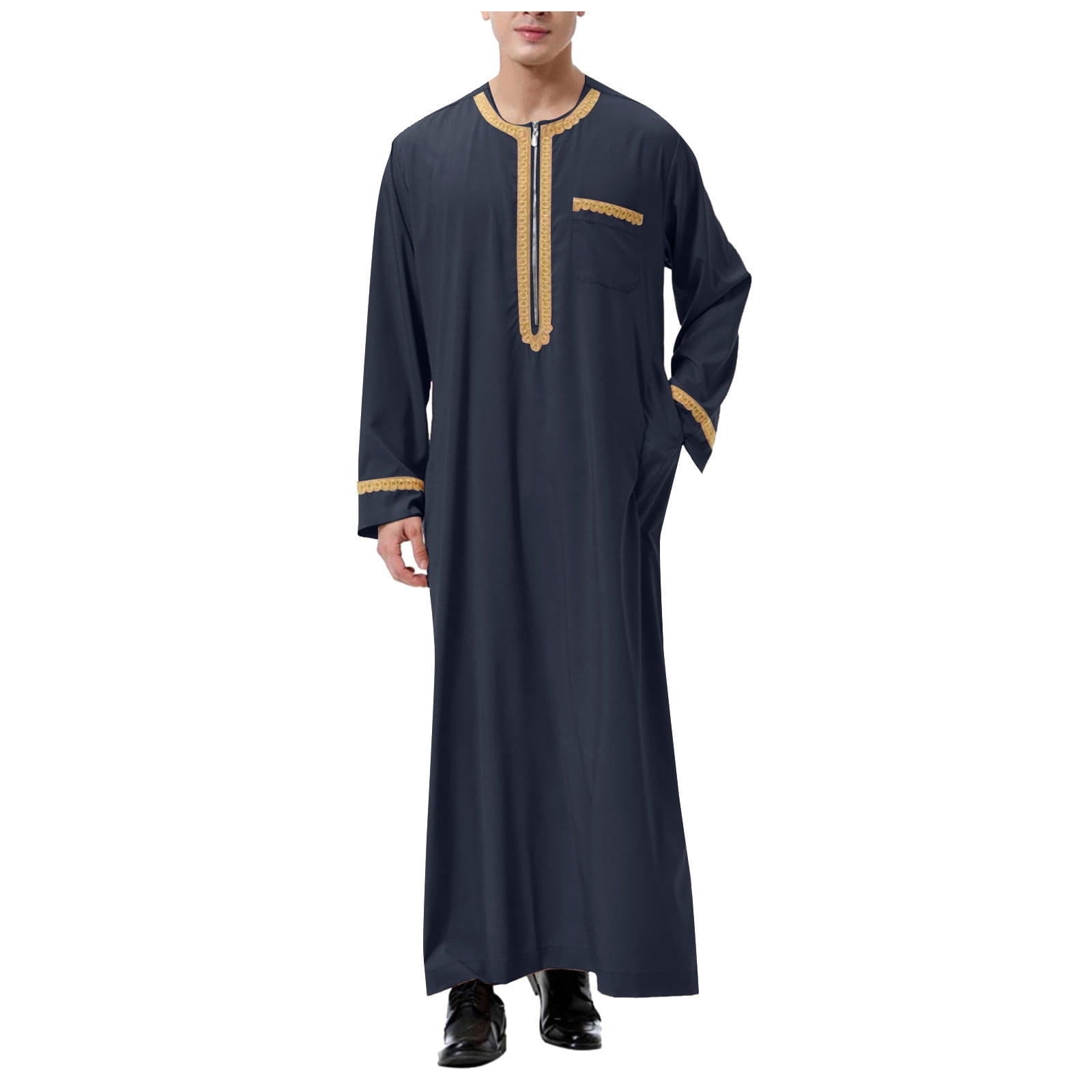 Men's Kaftan Thobe Saudi Arabic Middle East Robes Breathable Long ...