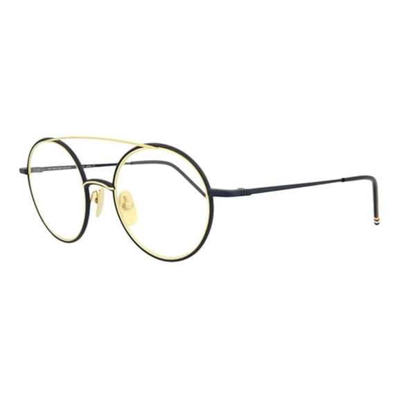 Thom Browne TB108 CNVYGLD 50mm Round Eyeglass Frames Men's Black/Gold