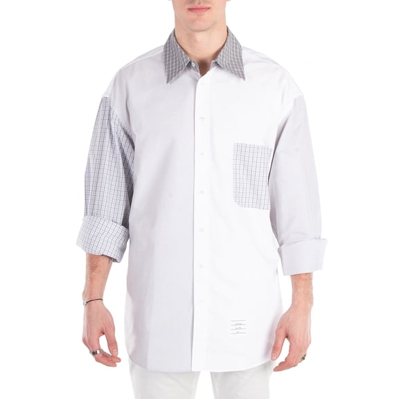 Thom Browne Funmix Oversized Long Sleeve Shirt, Brand Size 1 (Small)