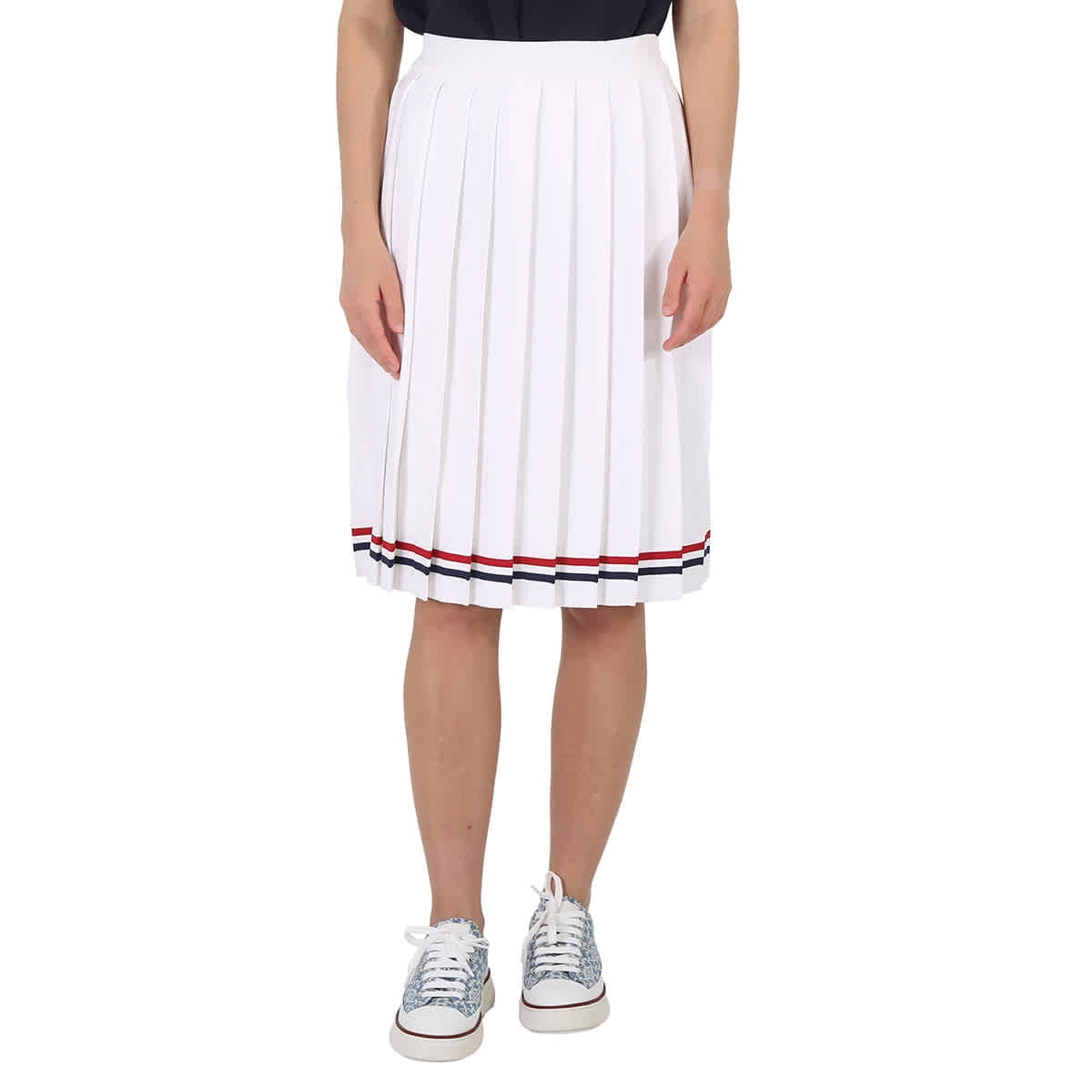Thom Browne White Pleated Miniskirt