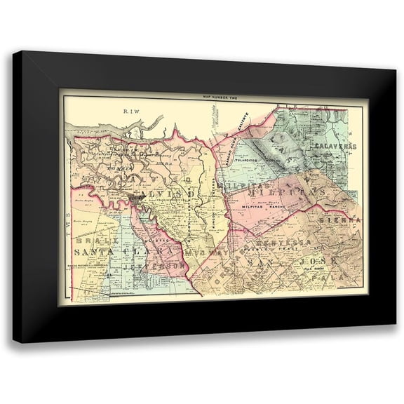 Thomas 14x10 Black Modern Framed Museum Art Print Titled - Santa Clara California Landowner - Thomas 1876
