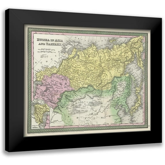 Thomas 14x12 Black Modern Framed Museum Art Print Titled - Asia Tartary Russia Mongolia - Thomas 1850
