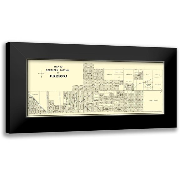 Thomas 14x8 Black Modern Framed Museum Art Print Titled - Fresno, Northern California Landowner - Thomas