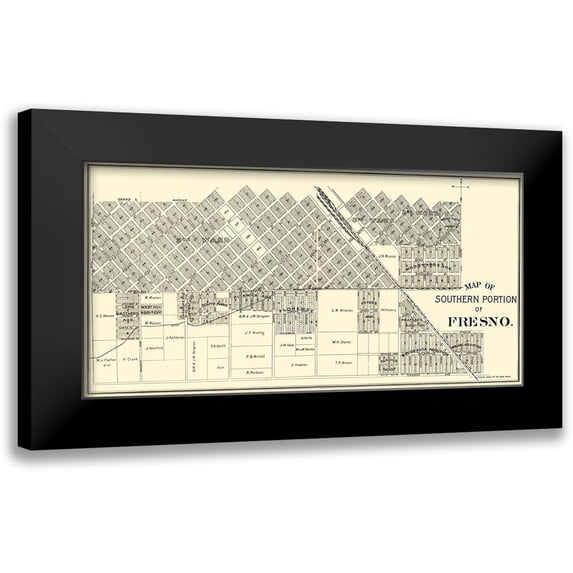 Thomas 24x14 Black Modern Framed Museum Art Print Titled - Fresno, Southern California Landowner - Thomas
