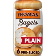 Thomas' Plain Bagels, 6 count, Pre-sliced Bagels, 20 oz Bag