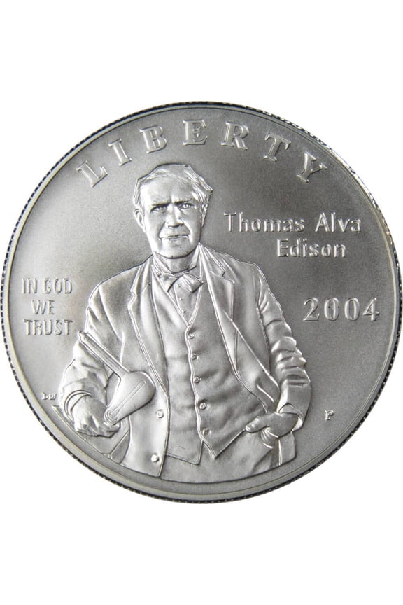 Thomas Alva Edison Commemorative Dollar 2004 P BU Uncirculated Silver