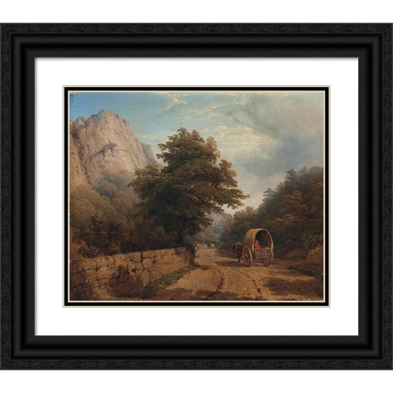 Thomas Baker 24x20 Black Ornate Framed Double Matted Museum Art Print Titled: High Tor, Matlock, Derbyshire (1840)