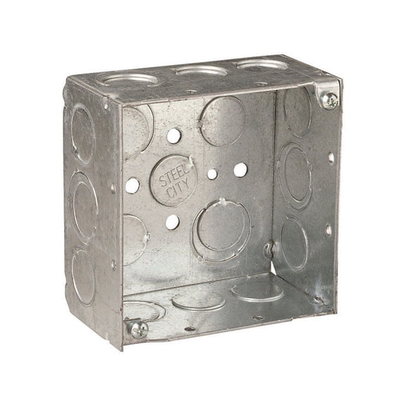 Thomas & Betts Steel City Square Electrical Outlet Box 521711234E - Metallic - 4" x 4" x 2.5"