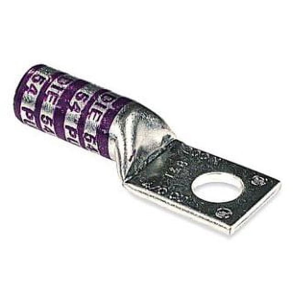 Thomas & Betts 54970BE, Compression Lug, 1 Hole Long Barrel 1/2 Hole 4/0, 1 PC