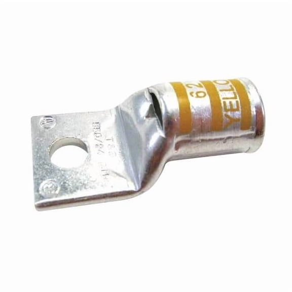 One-Hole Compression Lug, 4/0 AWG Max, 3/8 in Stud, Short Barrel, Copper, Yellow 58163