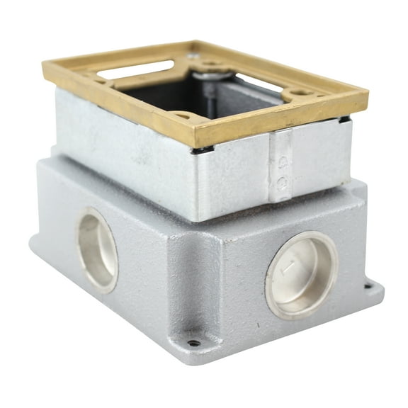 Thomas & Betts 641-1 Single Gang Cast Iron Deep Floor Box Brass Trim