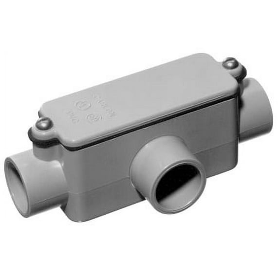 Carlon PVC T Access Fitting - Non-Metallic Conduit Body - 1-1/4 In., Gray