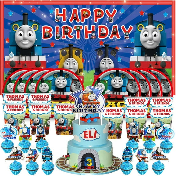 Thomas Birthday Cups Party Supplies Decor Backdrop Paper Plates Fans Decorations Banner