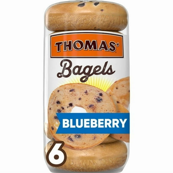 Thomas' Blueberry Bagels 6 count Pre-sliced Bagels 20 oz Bag (Pack of 3)