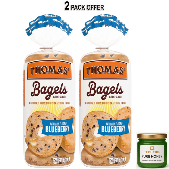 Thomas' Blueberry Bagels, Kosher Bagels, 18 oz Bag,  6 count,