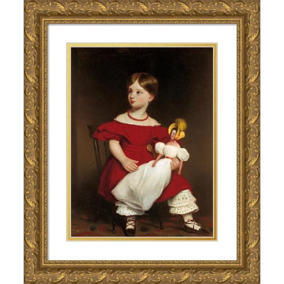 Thomas Bock 15x18 Gold Ornate Wood Frame and Double Matted Museum Art Print Titled - Eliza Langhorne (circa 1849)