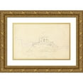 thumbnail image 1 of Thomas Bradshaw 14x11 Gold Ornate Wood Frame and Double Matted Museum Art Print Titled - Sketch of Castle Ruins, 1 of 4