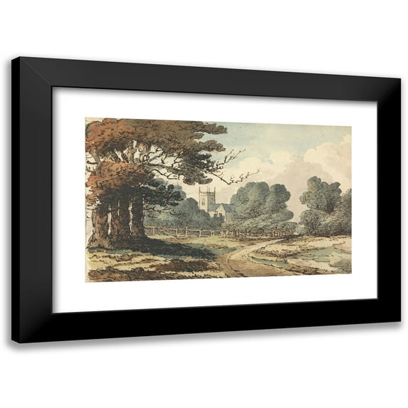 Thomas Bradshaw 18x13 Black Modern Framed Museum Art Print Titled - Rural Scene with Church