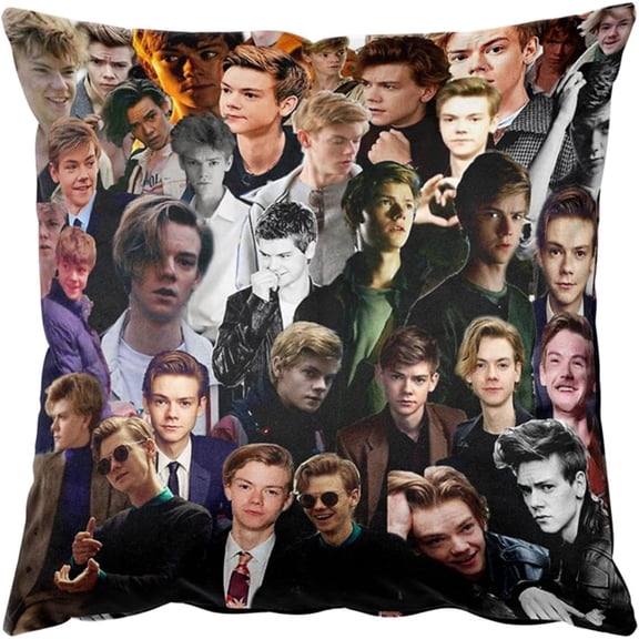 Thomas Brodie Sangster Photo Collage Square Throw Pillow Case Cushion Cover Pillowcase 18'''' x 18'''' (45cm x 45cm)