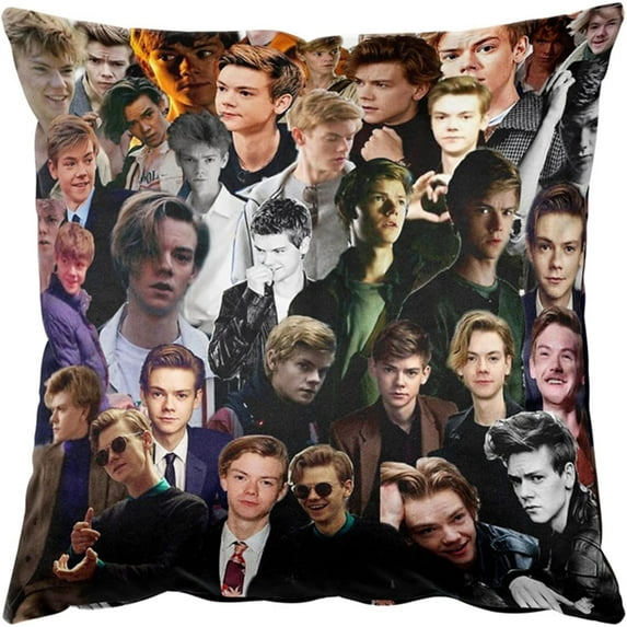 Thomas Brodie Sangster Photo Collage Square Throw Pillow Case Cushion Cover Pillowcase 18'''' x 18'''' (45cm x 45cm)