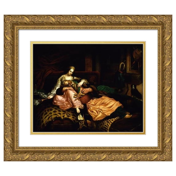 Thomas Buchanan Read 24x20 Gold Ornate Framed and Double Matted Museum Art Print Titled - Interior Scene with Sultan and Concubine