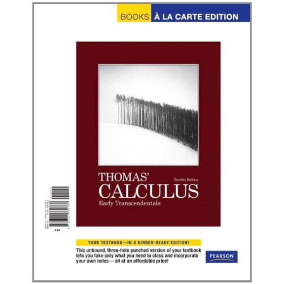 Pre-Owned Thomas' Calculus, Early Transcendentals: Books a La Carte Edition, 9780321730787, 032173078X, Paperback, 12 edition
