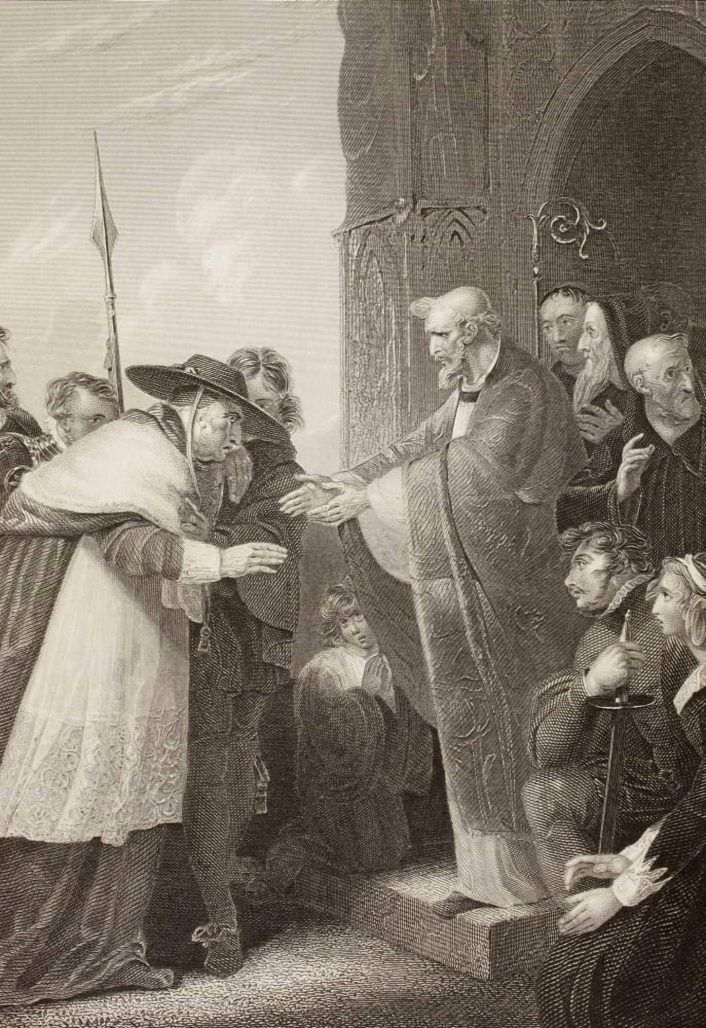 Thomas Cardinal Wolsey At Leicester Abbey After Falling Ill While Returning To London After Being Accused Of Treason 1530 From A Nineteenth Century Print Canvas Art - Ken Welsh Design Pics (12 x 17)