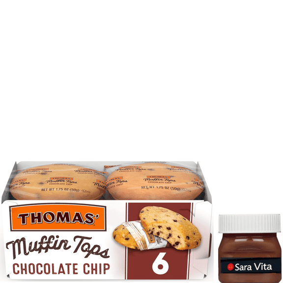 Thomas' Chocolate Chip Muffin Tops, 6 packs, Chocolate Muffin Tops, 10.5 oz Box