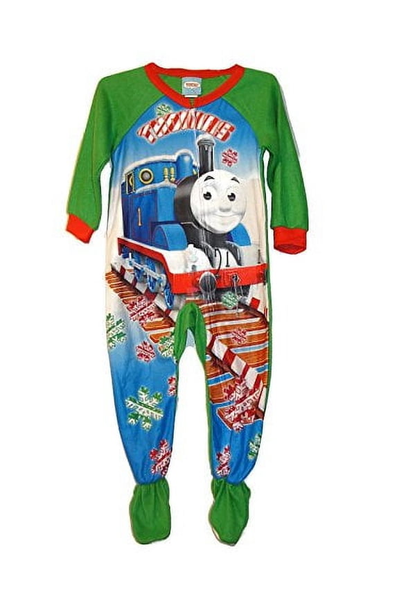 Thomas Christmas Candy Cane Snowflake Flannel Fleece Pajama Sleeper, Size 3T
