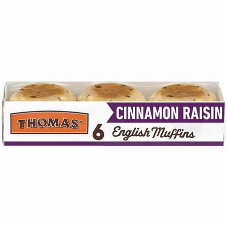 Thomas' Cinnamon Raisin English Muffin 6 count English Muffins 13 oz Tray (Pack of 3)