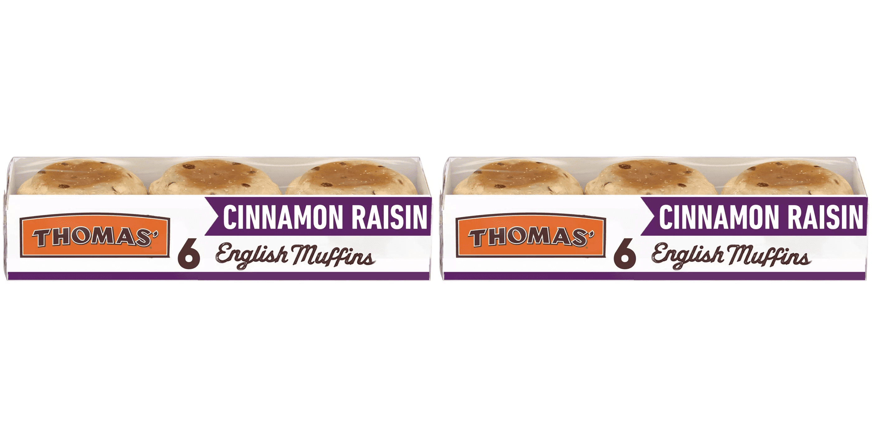 Thomas' Cinnamon Raisin English Muffin, 6 ct pack of 2, Cinnamon Raisin Muffins, Thomas' Muffins, Breakfast Muffins, Pack of 2