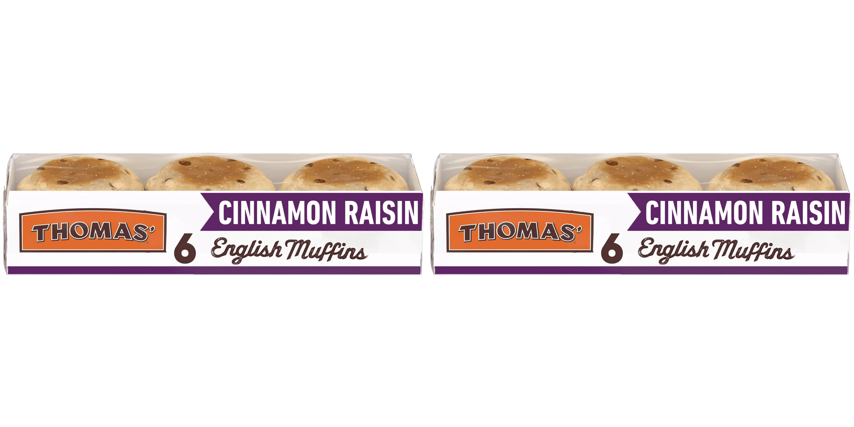 Thomas' Cinnamon Raisin English Muffin, 6 ct pack of 2, Cinnamon Raisin Muffins, Thomas' Muffins, Breakfast Muffins, Pack of 2