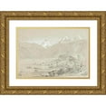 thumbnail image 1 of Thomas Cole 18x14 Gold Ornate Wood Frame and Double Matted Museum Art Print Titled - Landscape with Jungfrau (1841), 1 of 4