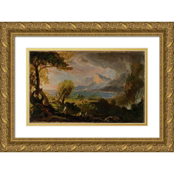 Thomas Cole 24x17 Gold Ornate Framed and Double Matted Museum Art Print Titled - The Course of Empire-The Savage State (ca. 1834)