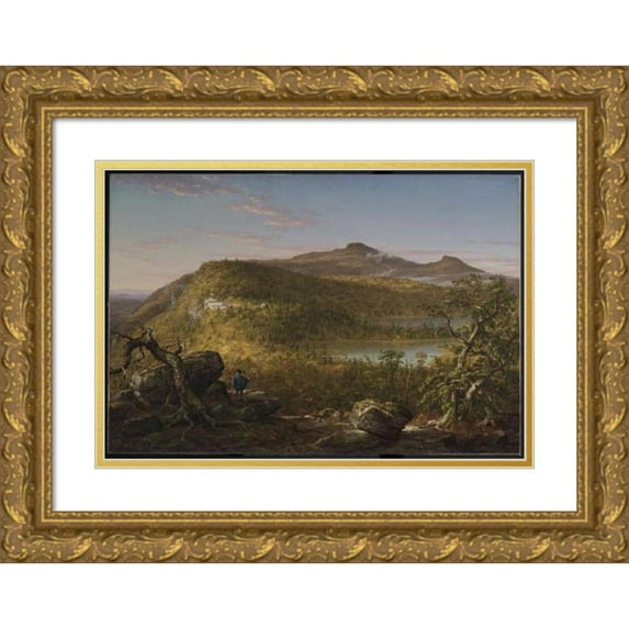 Thomas Cole 24x18 Gold Ornate Framed and Double Matted Museum Art Print Titled - A View of the Two Lakes and Mountain House, Catskill Mountains, Morning