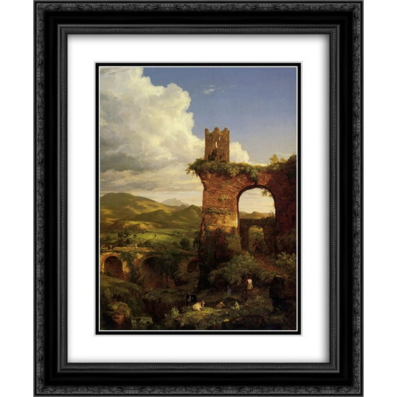 Thomas Cole 2x Matted 20x24 Black Ornate Framed Art Print 'Arch of Nero'