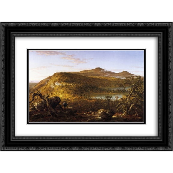 Thomas Cole 2x Matted 24x20 Black Ornate Framed Art Print 'A View of the Two Lakes and Mountain House, Catskill Mountains, Morning'