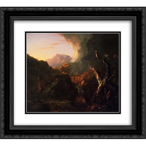 Thomas Cole 2x Matted 24x20 Black Ornate Framed Art Print 'Landscape with Dead Tree'