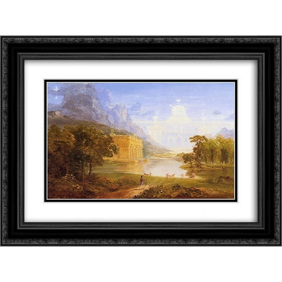 Thomas Cole 2x Matted 24x20 Black Ornate Framed Art Print 'Study for The Pilgrim of the World on His Journey'
