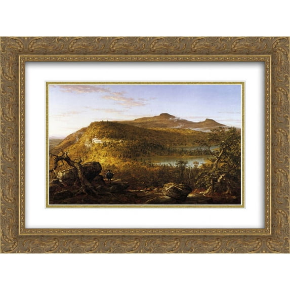 Thomas Cole 2x Matted 24x20 Gold Ornate Framed Art Print 'A View of the Two Lakes and Mountain House, Catskill Mountains, Morning'