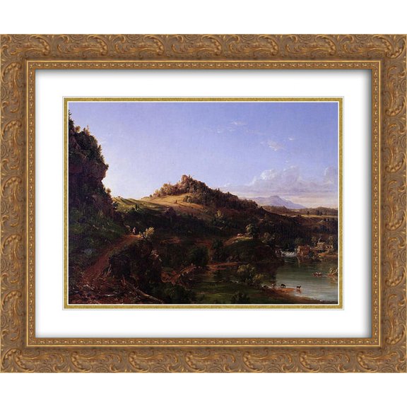 Thomas Cole 2x Matted 24x20 Gold Ornate Framed Art Print 'Catskill Scenery'