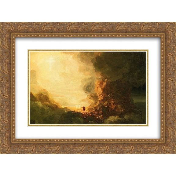 Thomas Cole 2x Matted 24x20 Gold Ornate Framed Art Print 'The Cross and the World: Study for 'The Pilgrim of the Cross at the End of His Journey''