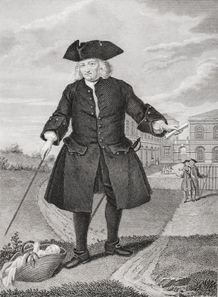 Thomas Coram 1668-1751 English Philanthropist And Colonizer Founder Of The Foundling Hospital London In 1739Engraved By JWCook After Painting By B Nebot Canvas Art - Ken Welsh  Design Pics (24 x 32)