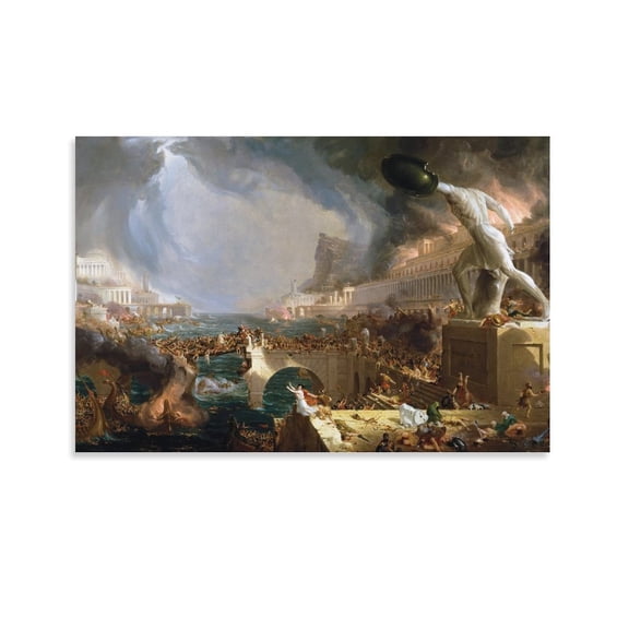 Thomas Course of Empire Destruction Cole Art Poster Print Art Poster Canvas Painting Decor Wall Print Photo Gifts Home Modern Decorative Posters 16x24inch(40x60cm)