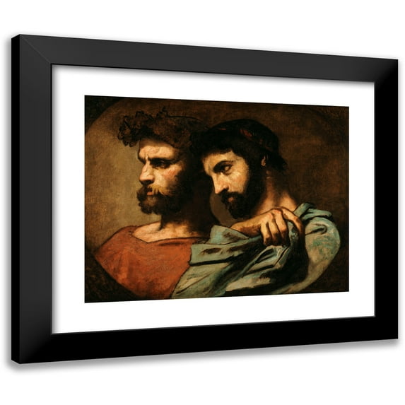 Thomas Couture 14x12 Black Modern Framed Museum Art Print Titled - The Two Philosophers (1847)