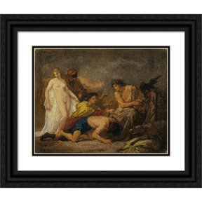 Thomas Couture 18x15 Black Ornate Wood Framed Double Matted Museum Art Print Titled - Timon of Athens (1857)