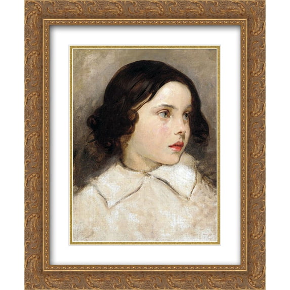 Thomas Couture 2x Matted 20x24 Gold Ornate Framed Art Print 'Etude de Jeune Fille'
