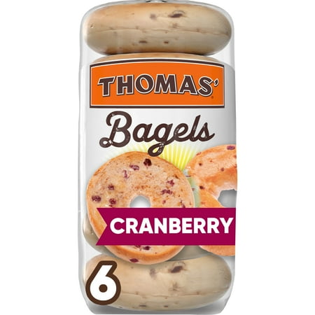 Thomas' Cranberry Bagels, 6 count, Real Cranberries, Kosher Bagels, 19 oz Bag