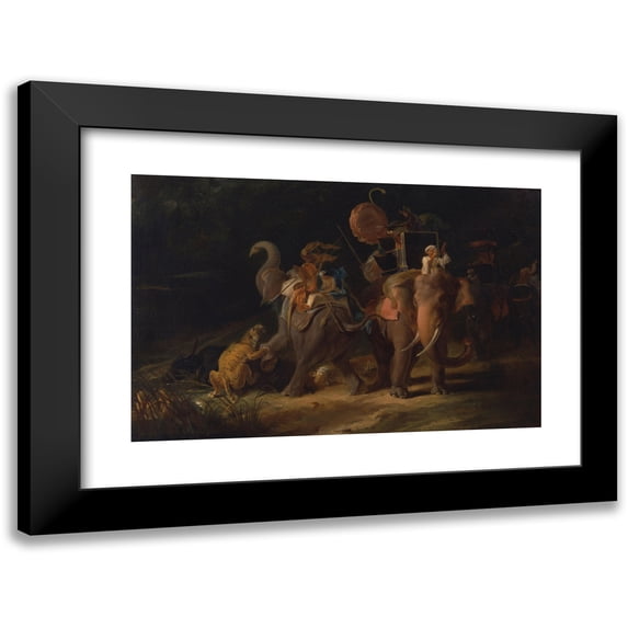Thomas Daniell 18x13 Black Modern Framed Museum Art Print Titled - Tiger Hunting in the East Indies (1798)